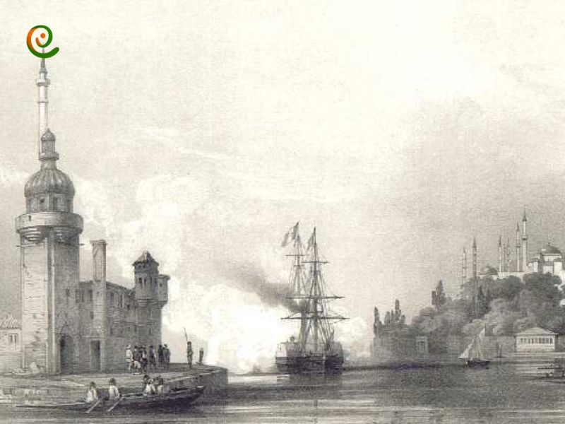 عبور کشتی‌ها در زمان‌های قدیم از تنگه بسفر و موقعیت برج دختر استانبول نسبت به تنگه